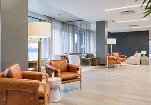 Tasteful Medical District 1BR w/ Gym + W/D, 1 block to L, by Blueground