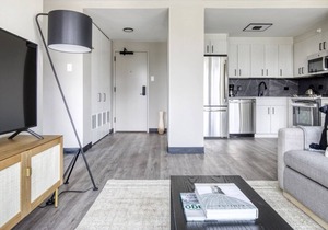 Tasteful Medical District 1BR w/ Gym + W/D, 1 block to L, by Blueground