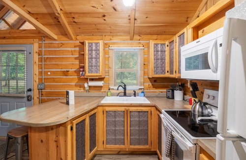 Eldon Cabin | Comfy dog-friendly cabin with fireplace, washer/dryer, gas grill & deck