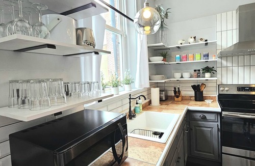 Charleston Apartment | Cozy 2BR Loft in Downtown Charleston, IL