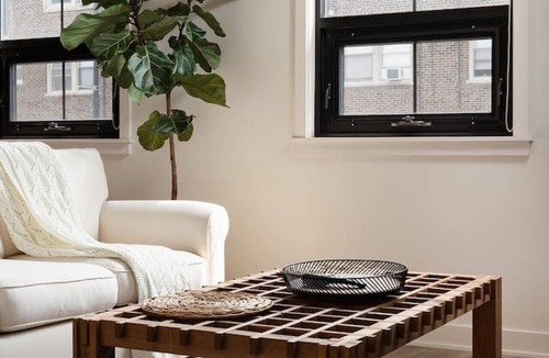 Irving Park Apartment | Pine Beam Sloth Apartment next to Blue Line