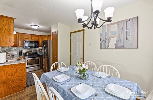 Manteno House | Rest like royalty with two king size beds, one queen bed and one queen air bed.