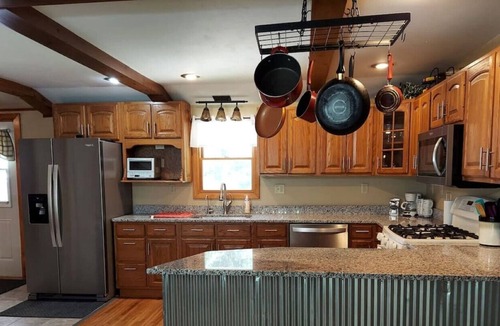 Grand Detour House | Riverfront 3 BR 2 BA Home on Private Wooded Lot