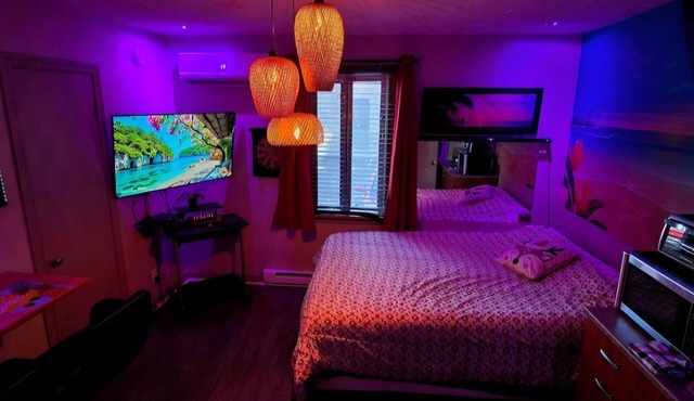 Petit loft avec immense jacuzzi et terrasse exotique