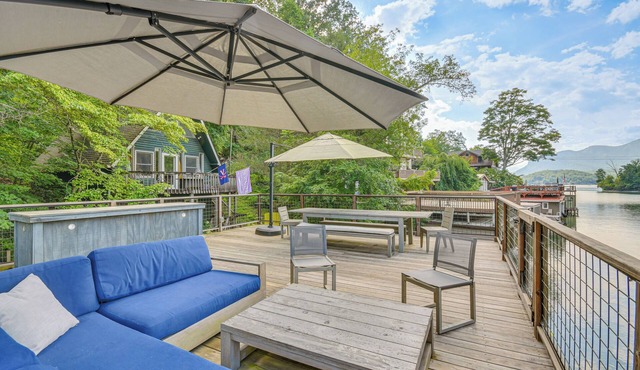 Waterfront Lake Lure A-Frame w/Dock & Scenic Deck
