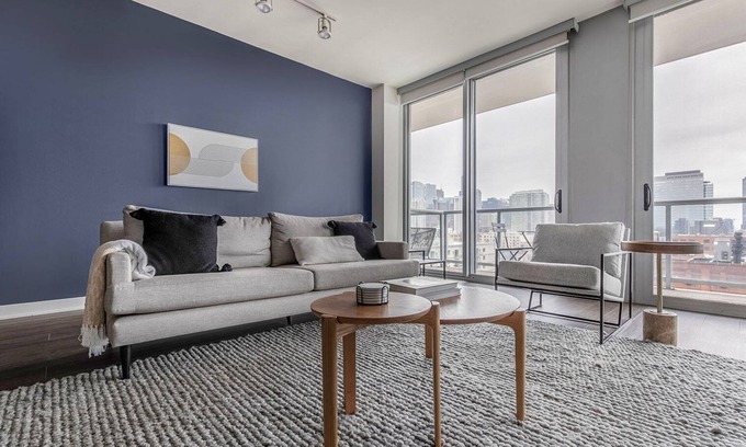 River West Apartment | Delightful River West 2BR w/Gym & Firepits, nr L Stop, by Blueground